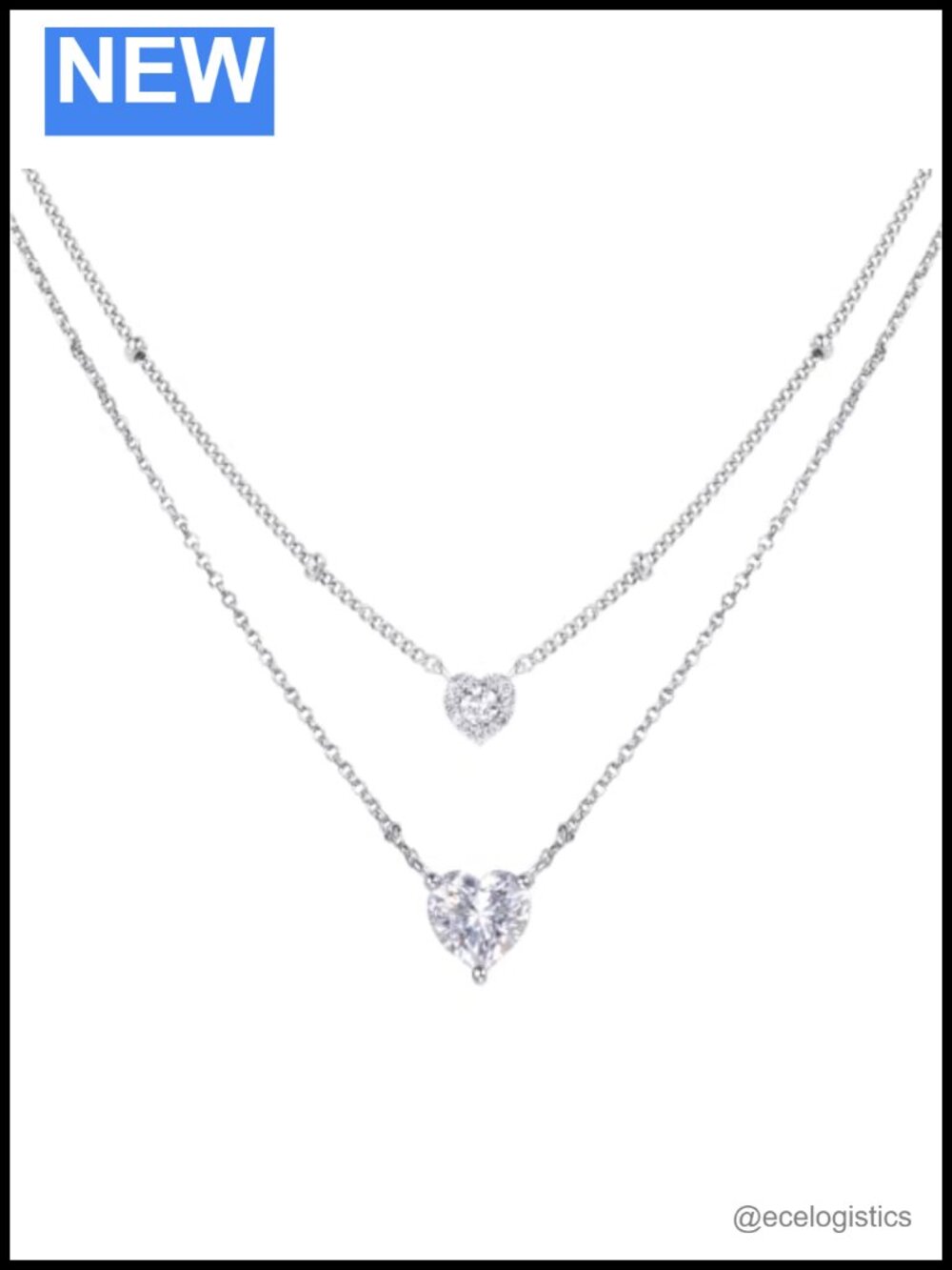 Moissanite Heart Pendant Necklace 925 Sterling Silver 1.09ct Layered Detachable